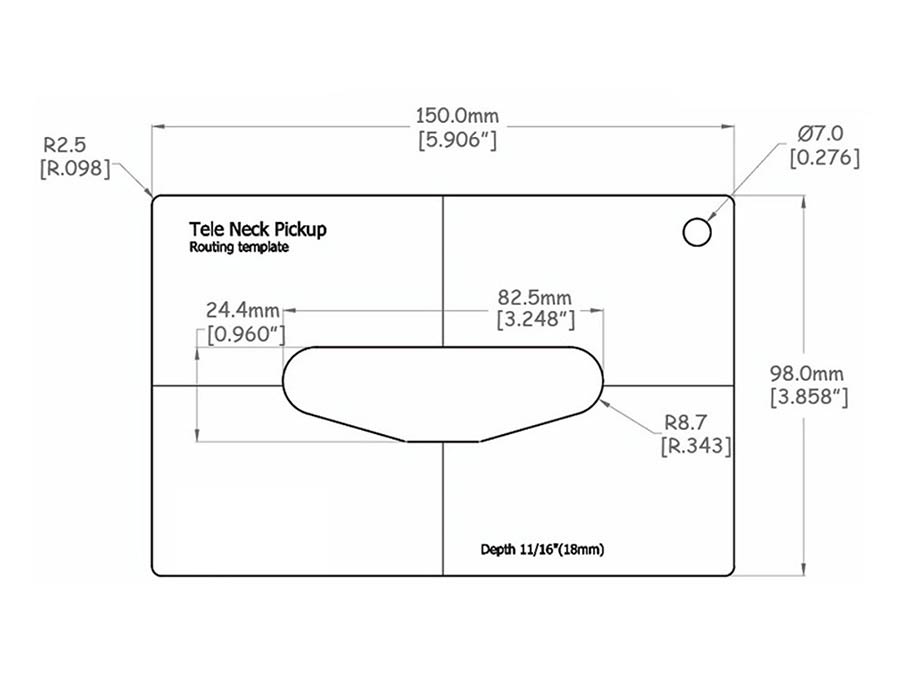 ART-TE/N Boston pickup routing template Telecaster neck pickup