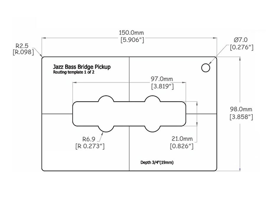 Pickup Routing Template Jazzbass Bridge Pickup